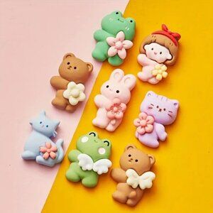 Cute Cartoon Bear & animal resin charm set of TEN Refrigerator magnets